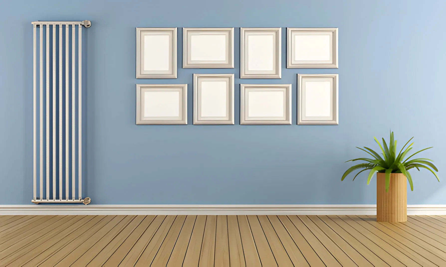 A rented room with a vertical radiator